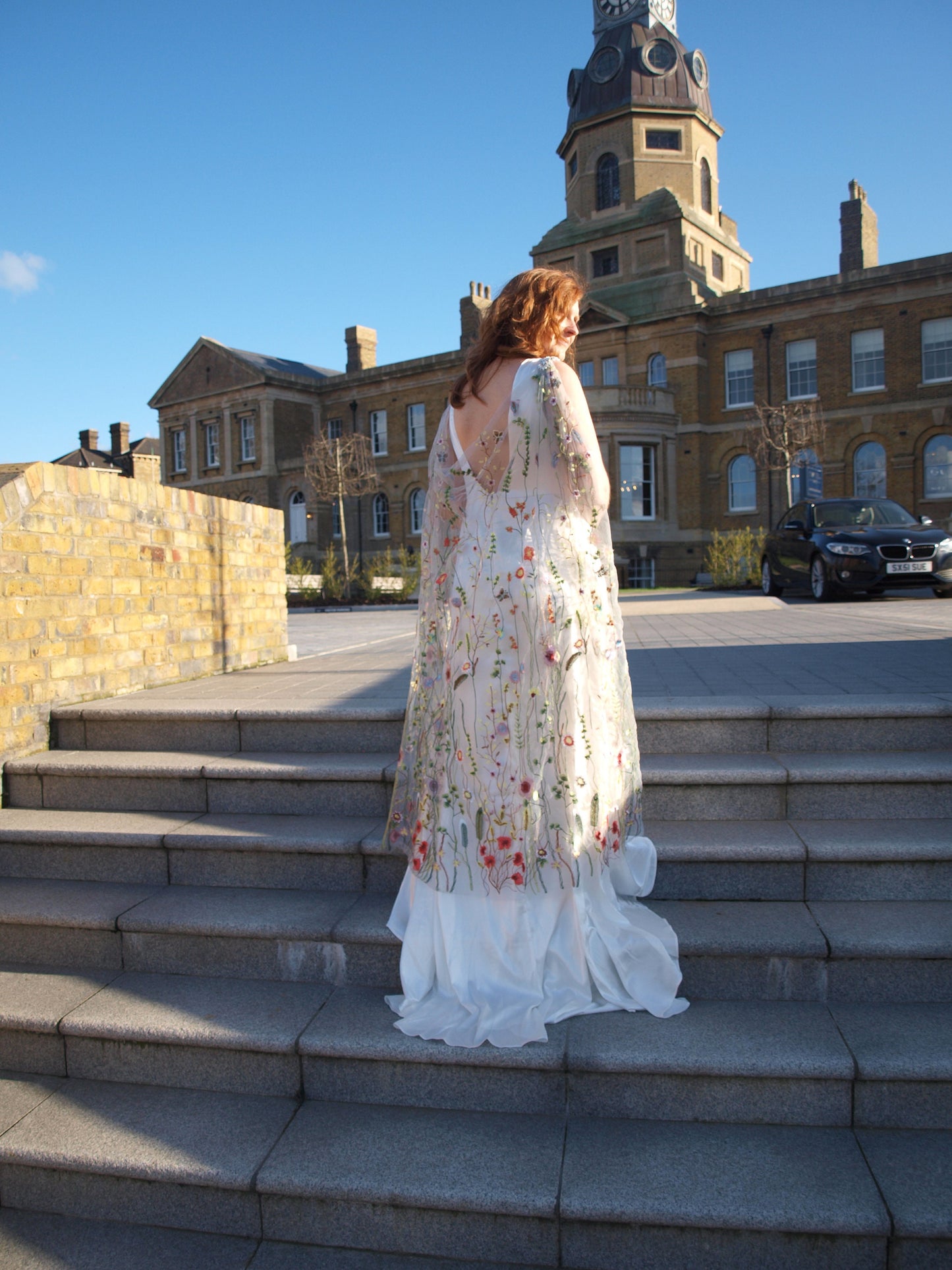 Wildflower wedding cape / Floral bridal cape / Flower wedding cover-up / Woodland wedding oufit