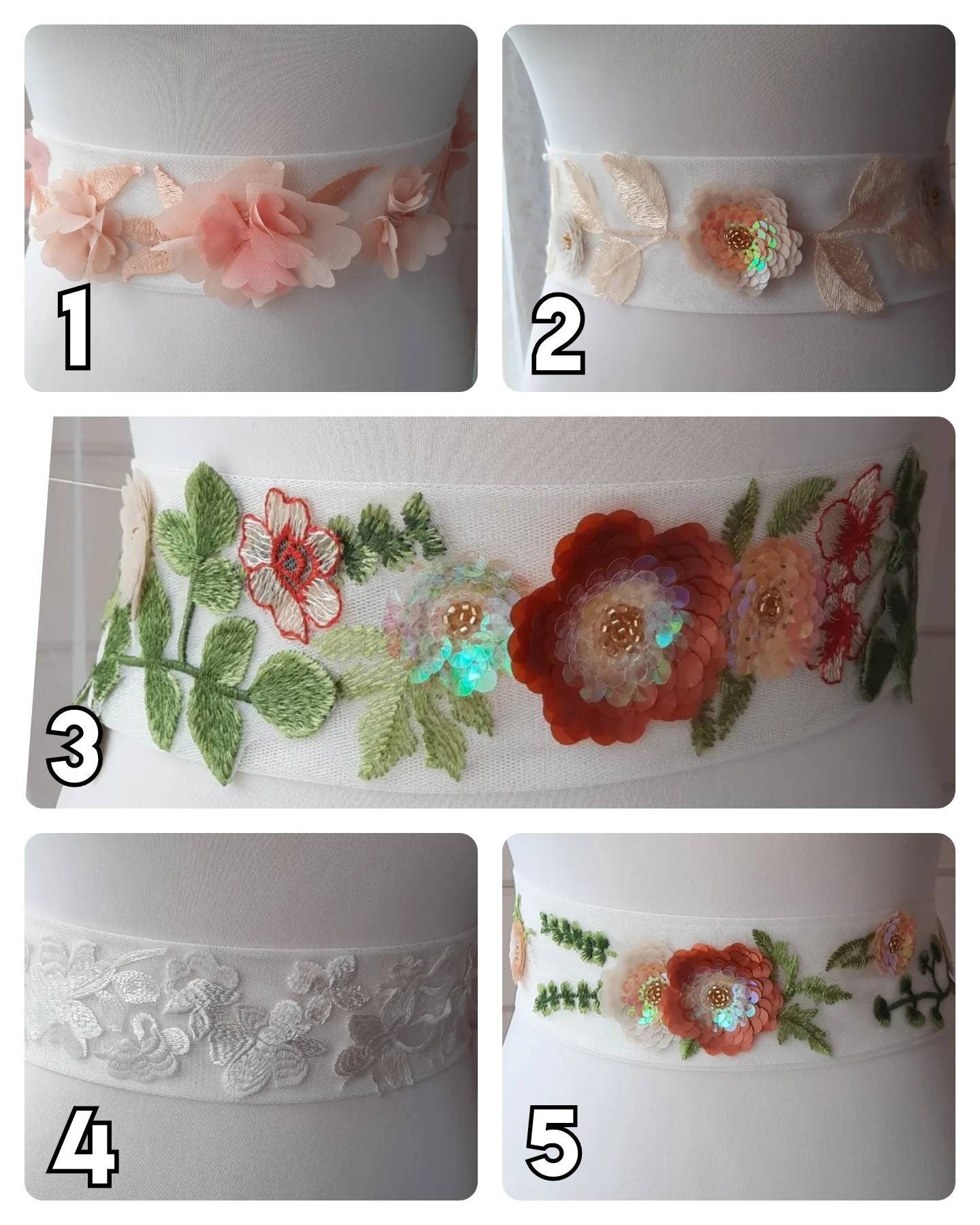 Bridal belt sash / Floral bridal belt / Embroidered bridal sash / Sequin flower belt / Bridesmaid sash / Flower girl Sash / Matching Bridal