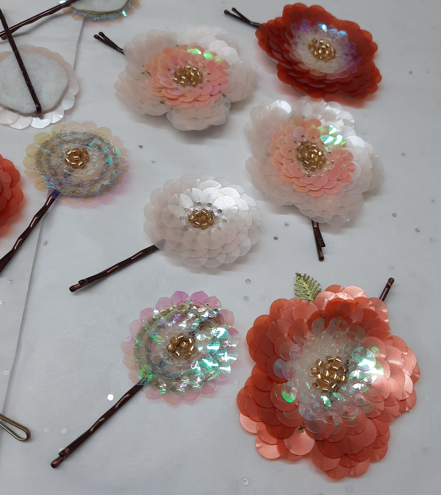 Floral wedding veil with sequins and beads. Beautiful tulle veil with embroidered flowers and leaves. Stunning Boho alternative bridal veil.