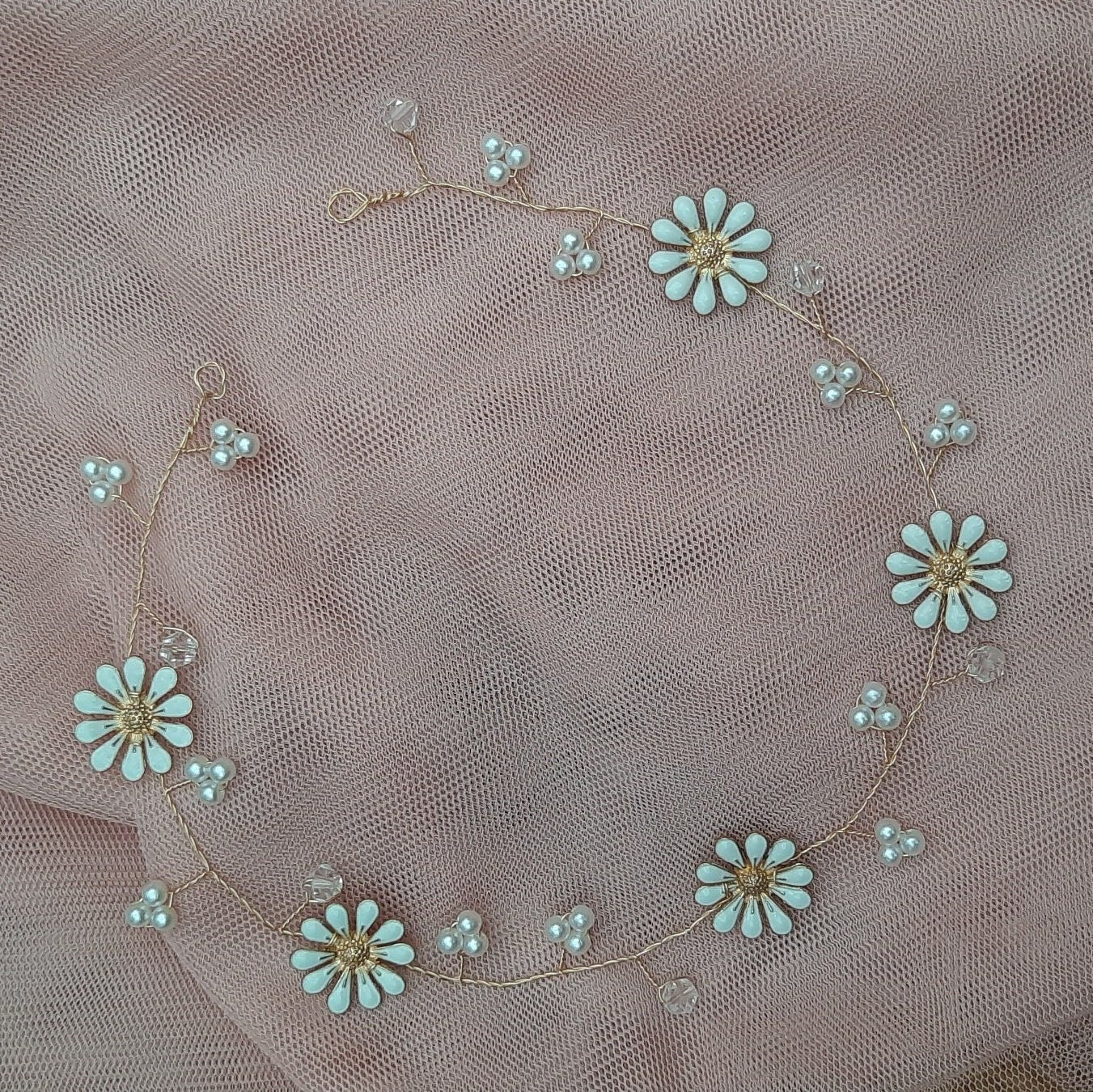 Floral tiara / wire bridal headpiece / Wedding tiara and veil / Flower crown with separate veil / detachable veil