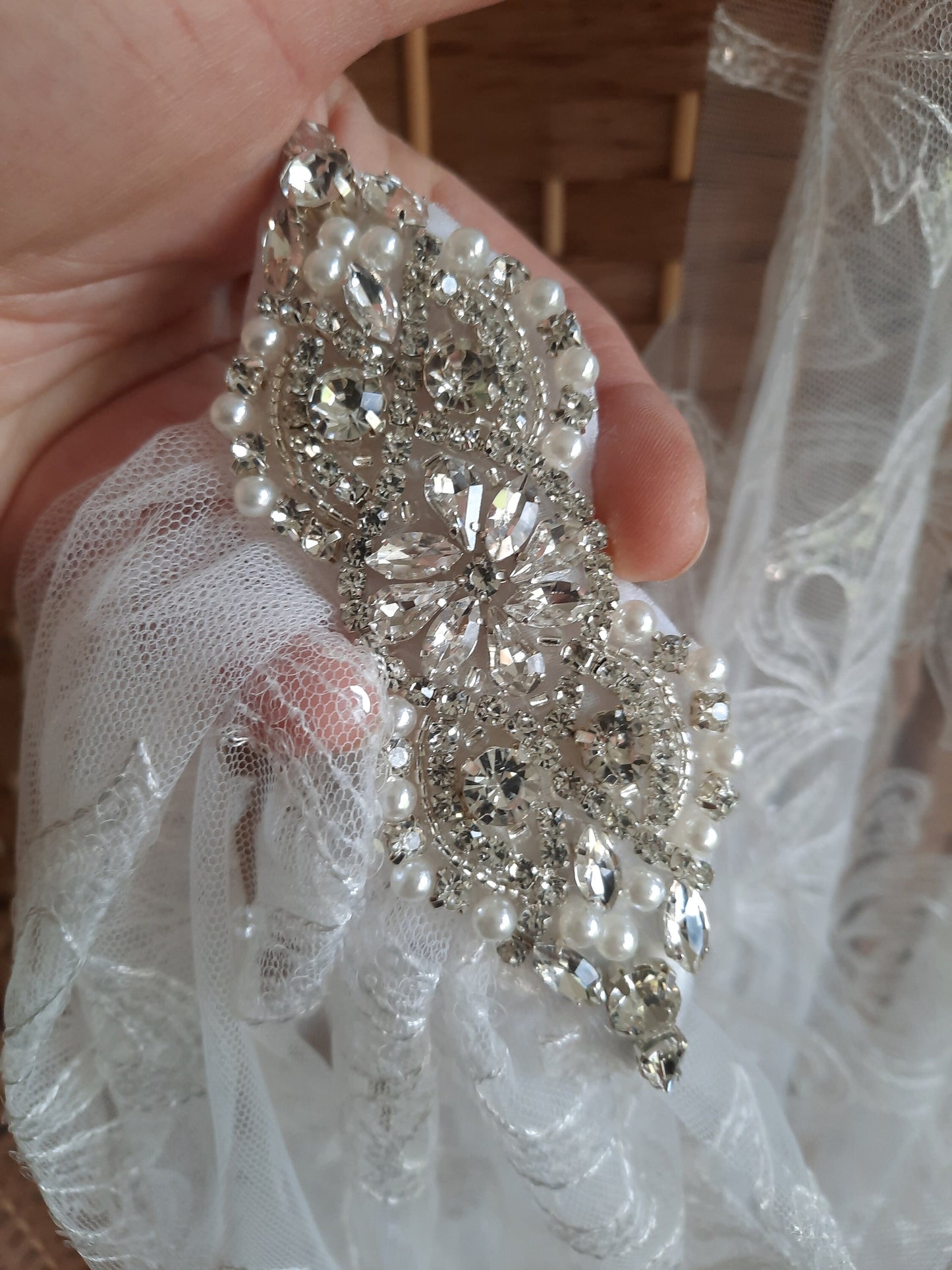 White floral sequin wedding cape.  Floral bridal cape, veil alternative. White wedding cape.