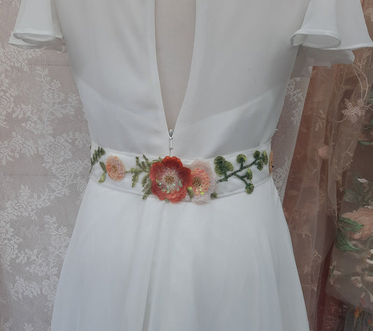 Bridal belt sash seconds / Floral bridal belt / Embroidered bridal sash